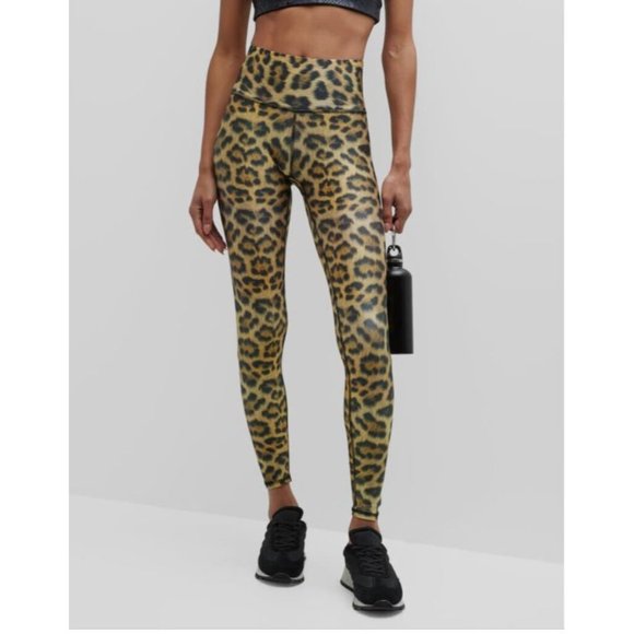 Terez Women's Beige Leopard Goals Activewear Hi-Shine Leggings Pants Size Small - Picture 13 of 14